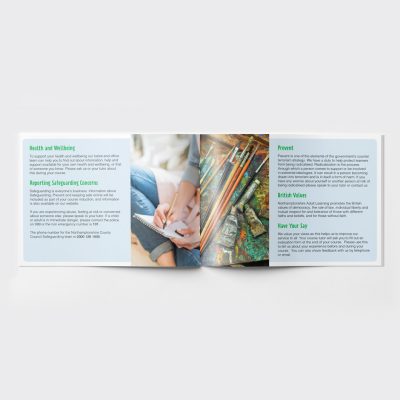 Adult Learning booket with bright images and text Adult Learning booket with bright images and text