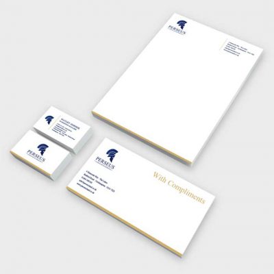 Business stationery for land developer on white table Business stationery for land developer on white table